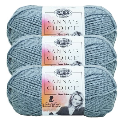 (3 Pack) Lion Brand Yarn 860-108A Vanna's Choice Yarn, Dusty Blue