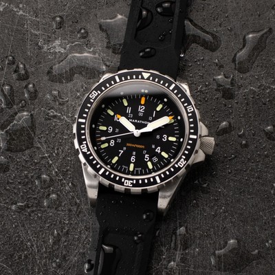 Pre-owned Marathon 46mm Jumbo Diver's Quartz (jsar) 316l Stainless Steel Wristwatch Made I