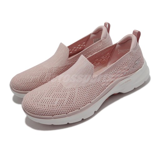 

Женские повседневные туфли без шнуровки Skechers Go Walk 6-Valerie Pink White 124532-MVE, Розовый, Go Walk 6-valerie