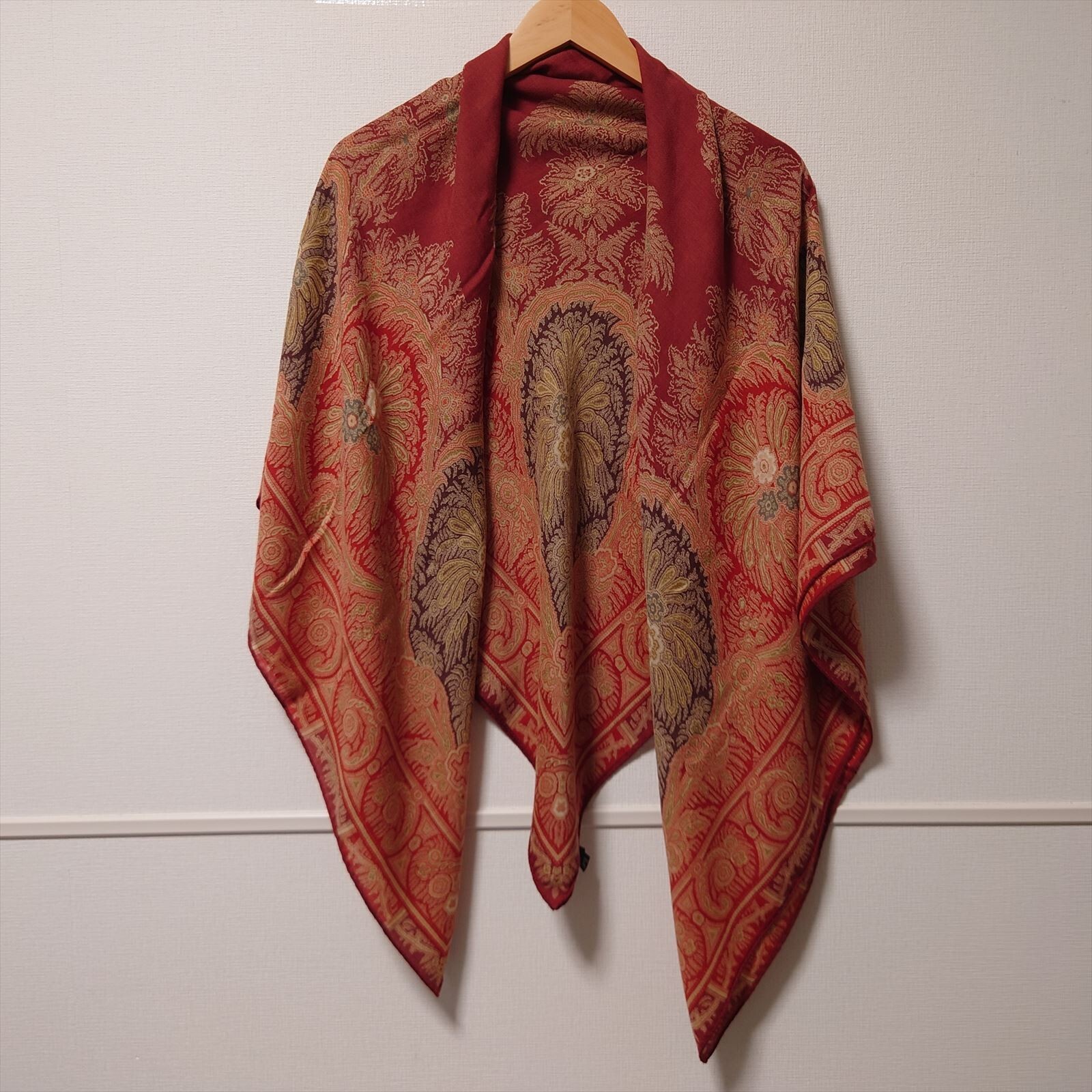 made in ITALY ETRO big scurff 128×128cm ETRO large scarf shawl 128cm 50″ square wool silk Paisley