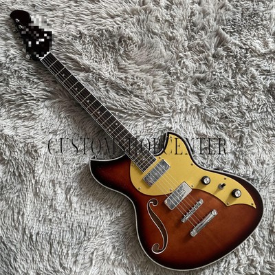 22Frets Semi-Hollow Sunburst Electric Guitar HH Pickups Rosewood Fretboard