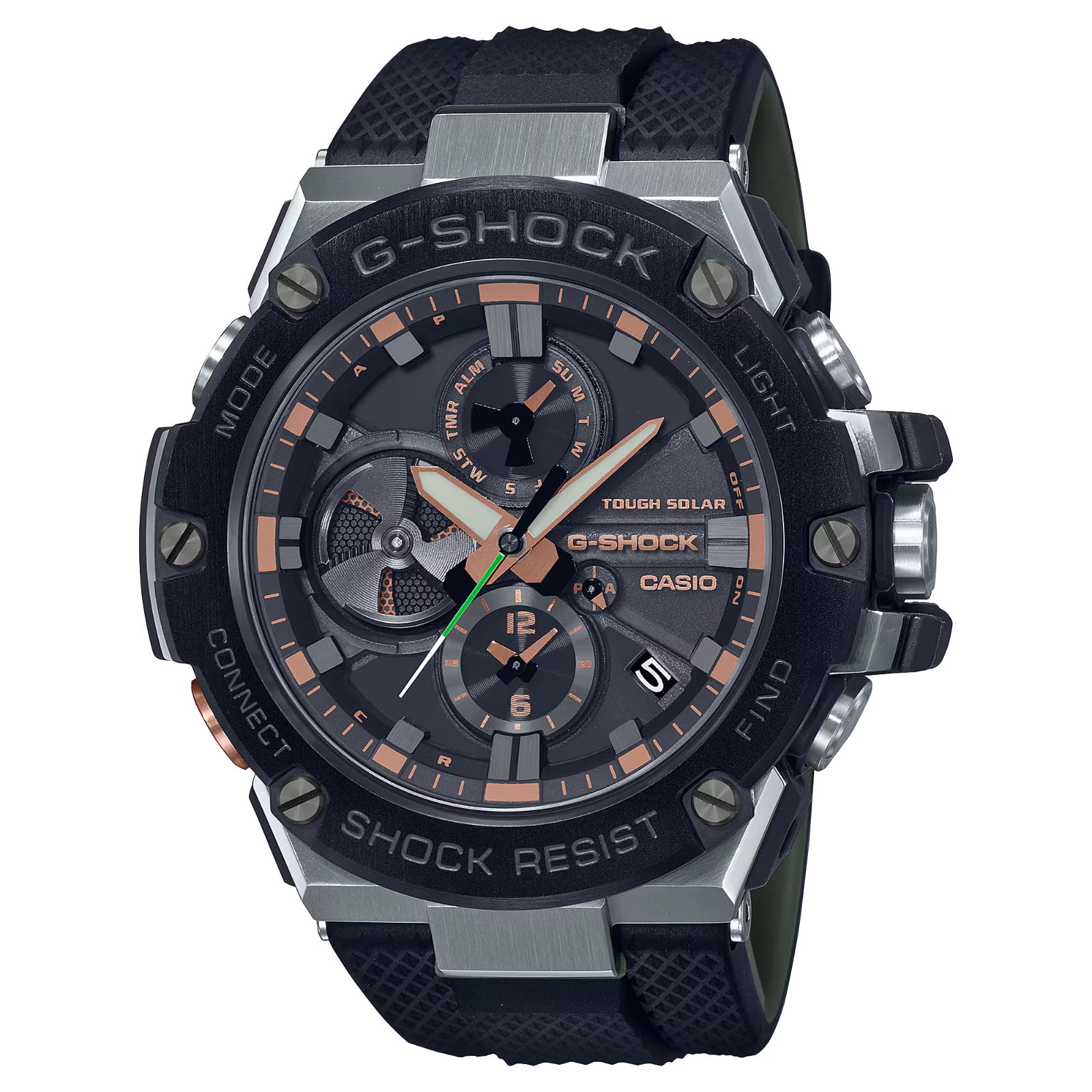 Pre-owned Casio G-shock G-steel Gst-b100 Series Black Resin Watch Gstb100ga-1a