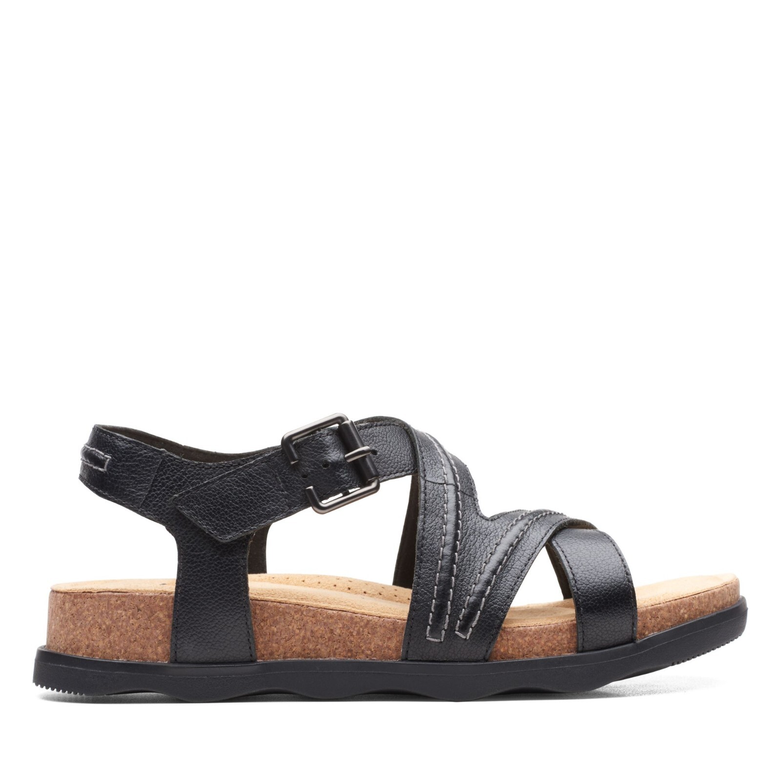 

Женские черные кожаные сандалии Clarks BRYNN AVE 65257 Comfort, Черный, BRYNN AVE