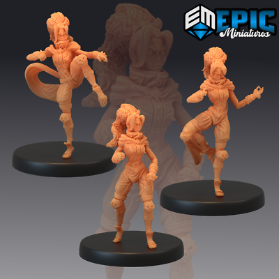 MONK ADVENTURER, Dungeons and Dragons Miniatures, D&D Fantasy Female Fighter