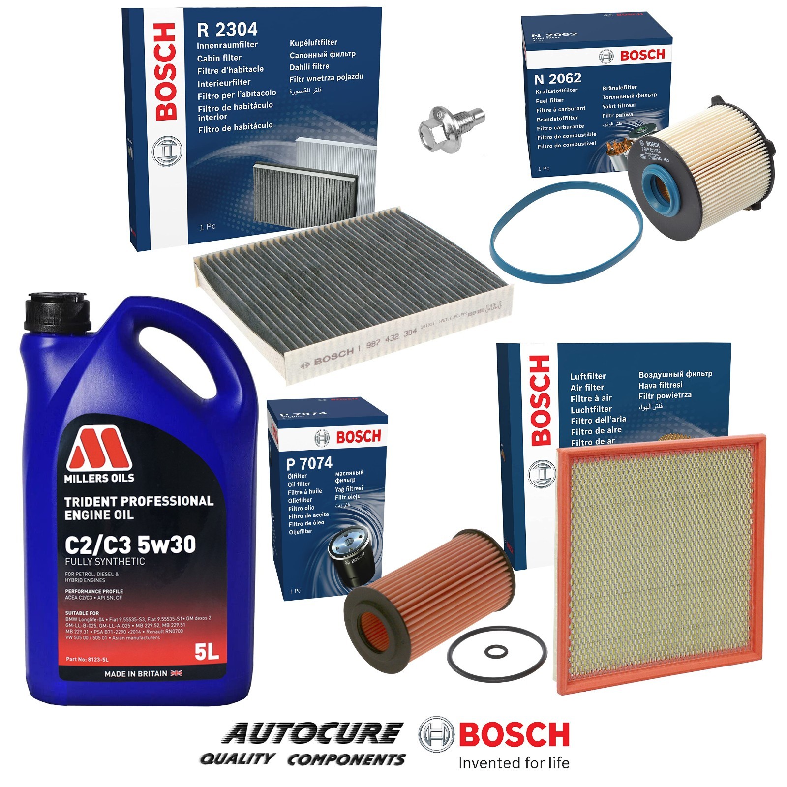 FOR VAUXHALL ASTRA SRI CDTI 1.6 DIESEL MK6 J BOSCH FULL FILTER SERVICE KIT & 5L