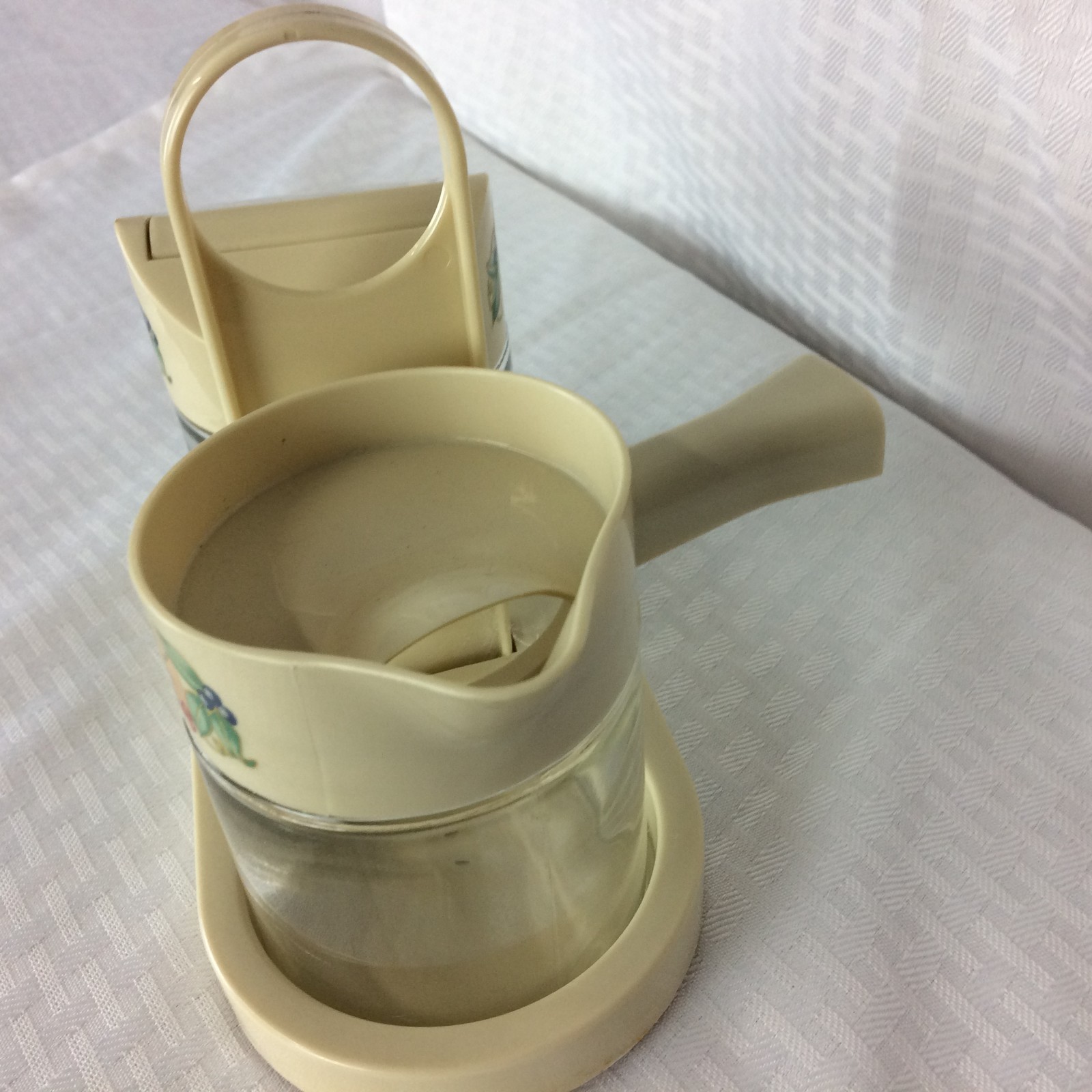 Vintage GEMCO Fruit Theme Sugar Bowl Creamer Pitcher Set  and Caddy Holder