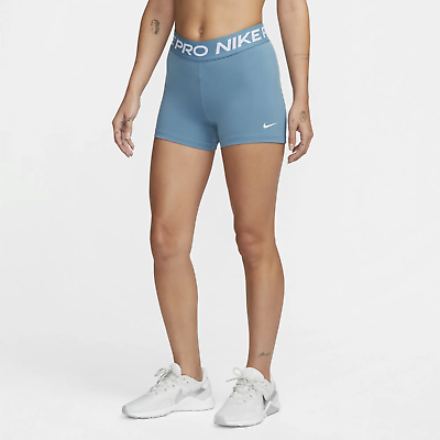Nike Pro Women's Mid Rise Tight Fit 3” Training Shorts. Noise Aqua  CZ9857-440