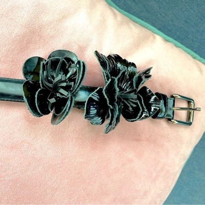 Etcetera Patent Leather Flower Embellished Belt
