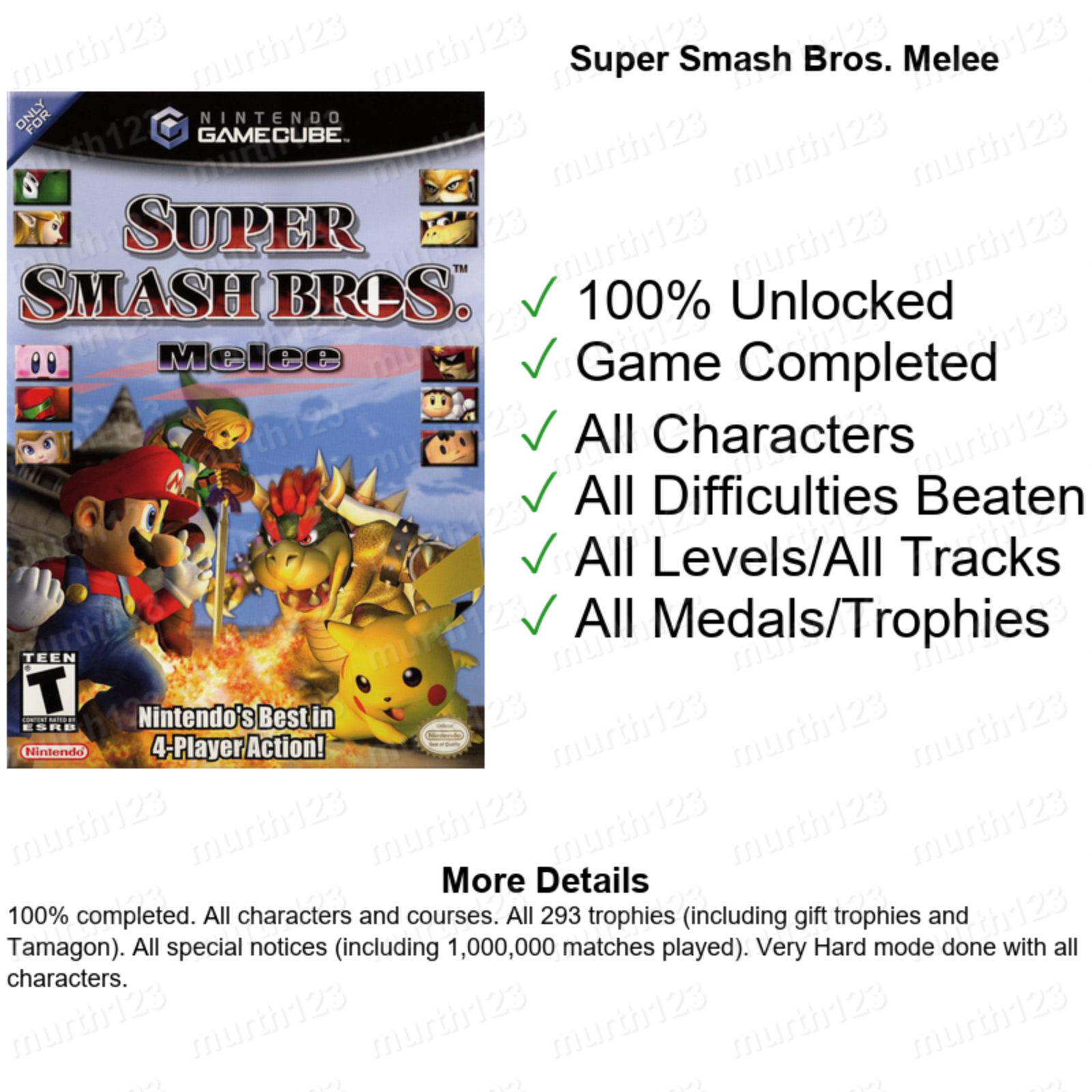 Super Smash Bros Melee 100% Ṥave Gamecube Memory Card! (NO GAME)