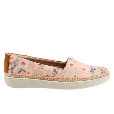 Женские бежевые узкие парусиновые мокасины на плоской подошве Trotters Accent T1803-921 6