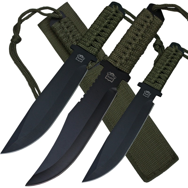 Mp9 Outdoormesser Ganzstahlmesser Griff Mit Kordelwicklung Nylonetui 16 13 12 Cm