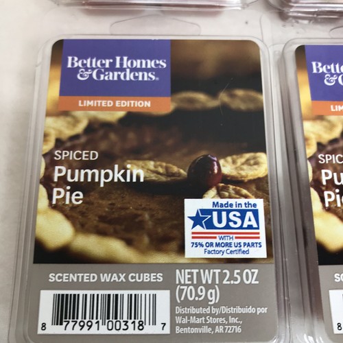 Lot Of 6 Better Homes & Gardens Spiced Pumpkin Pie Scented Wax Cubes Melts NIB