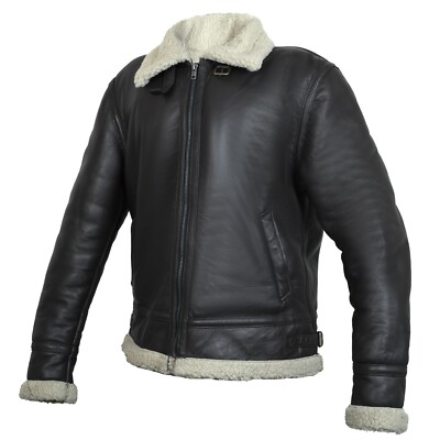 Mens RAF Aviator Bomber B3 Real Leather Jacket Coat Sheep Skin Flying Pilot