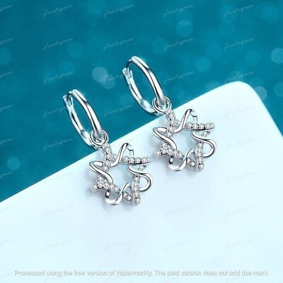 2Ct Round Lab-Created Diamond Drop/Dangle Women's Earrings 14K White Gold Plated