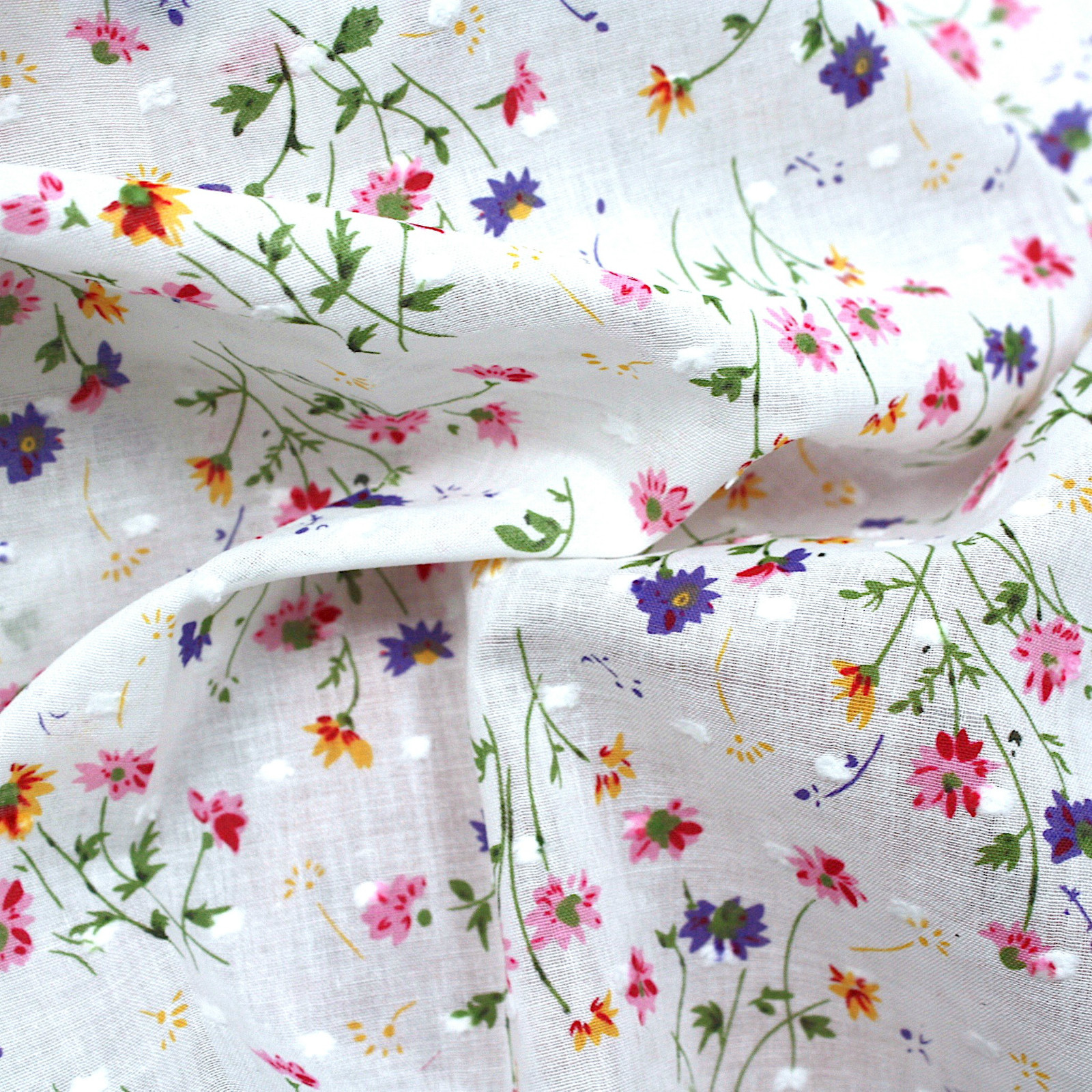 DOTTED SWISS CLIPPED COTTON EXTRA FINE LAWN fabric DRESSMAKING NURSERY