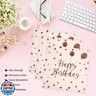 HFBOBP 50PCS Happy Birthday Paper Plates and Napkins Set - 7 Inch Pink Rose Gold Birthday Cake Plates Scalloped Dessert Plate Disposable Tableware for Birthday's Party Supplies Decorations