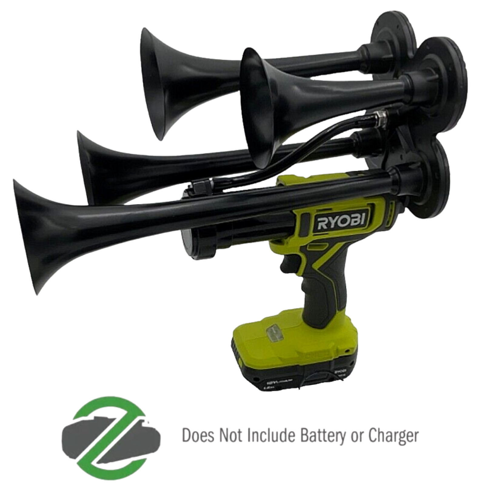 Premium For Ryobi 18V Drill Train impact 4 Horn Quad Black Air Trumpets w/Bonus