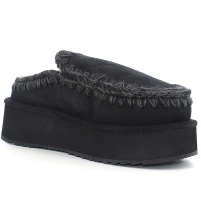 Pre-owned Mou A24us Women's Sabot Mu.fw681004a Clog Eskimo Platform Bkbk In Black