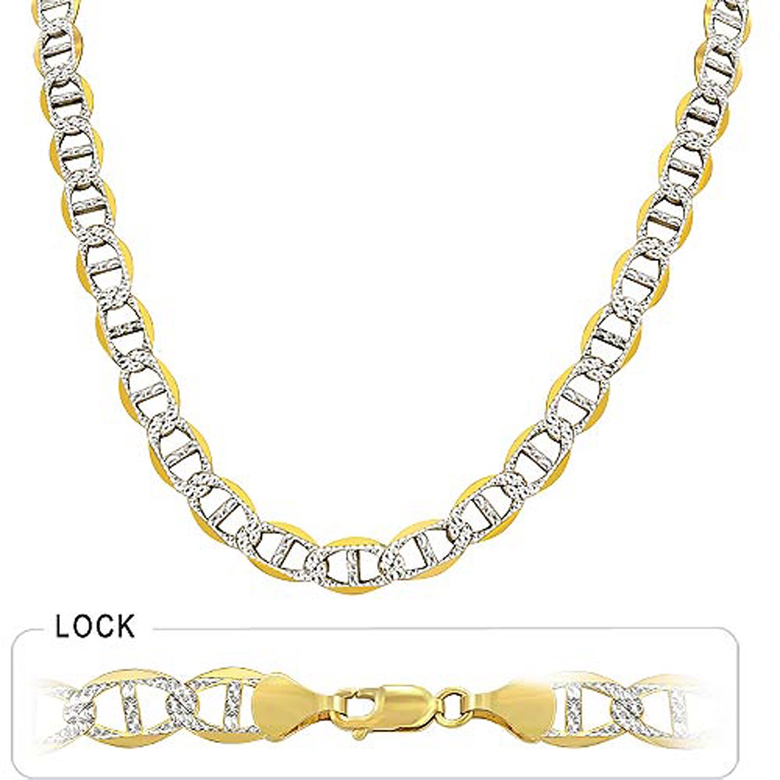 Pre-owned Gd Diamond 54.60gm 14k Solid Gold Two Tone Men's Mariner Concave Chain 26" 7.50mm Necklace In Multicolor