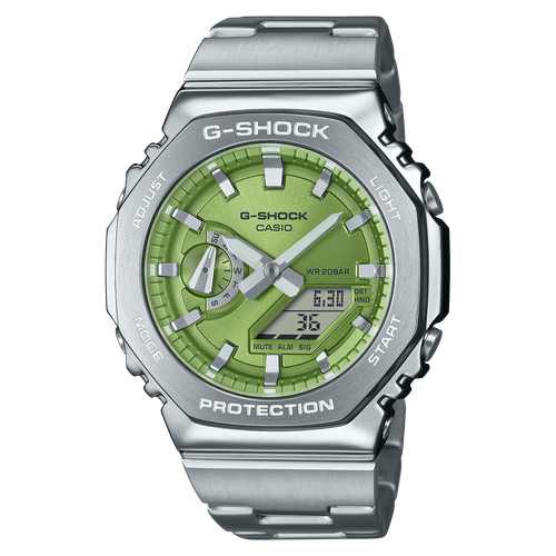 Pre-owned Casio Orologio  G-shock Serie G-steel Gm-2110d-3aer Lime/steel