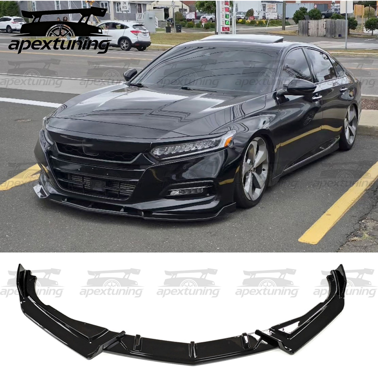 For Honda Accord 2018-2020 Front Bumper Lip Splitter Spoiler - Gloss Black