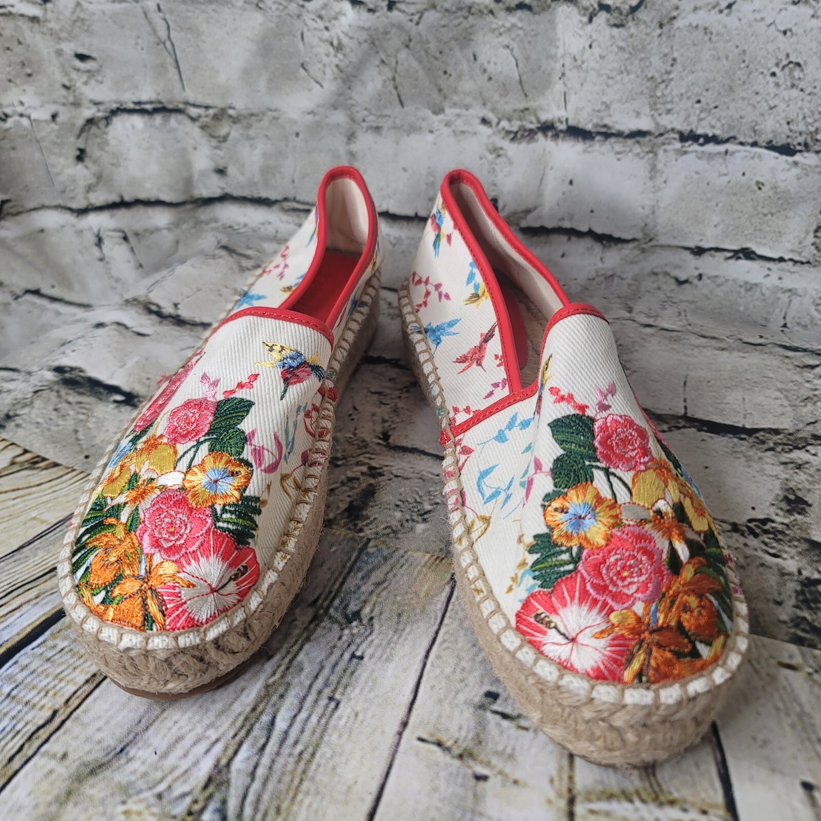NWOB Johnny Was Andra Platform Espadrille Floral Print Size