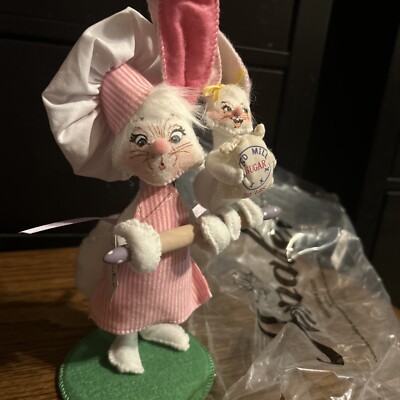 Annalee Baking Bunny Pals Apron Chef Hat Rolling Pin Cottontail 8.5'' NWT 2019