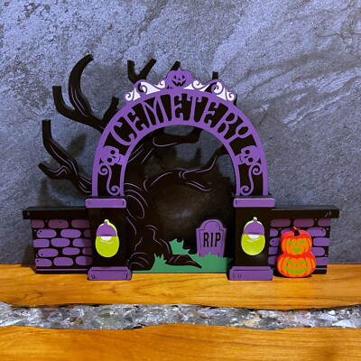 Target 2024 Hyde and Eek Neon Wood Halloween Mini Mantle Decor CEMETERY GATE