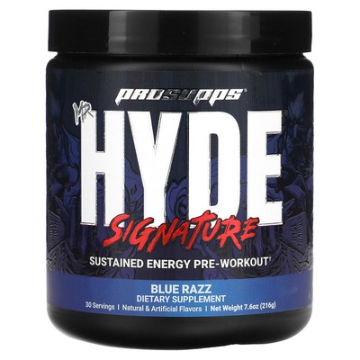 Mr. Hyde, Предтренировочный комплекс Signature Sustained Energy, Blue Razz, 7,6 унции (216 г)