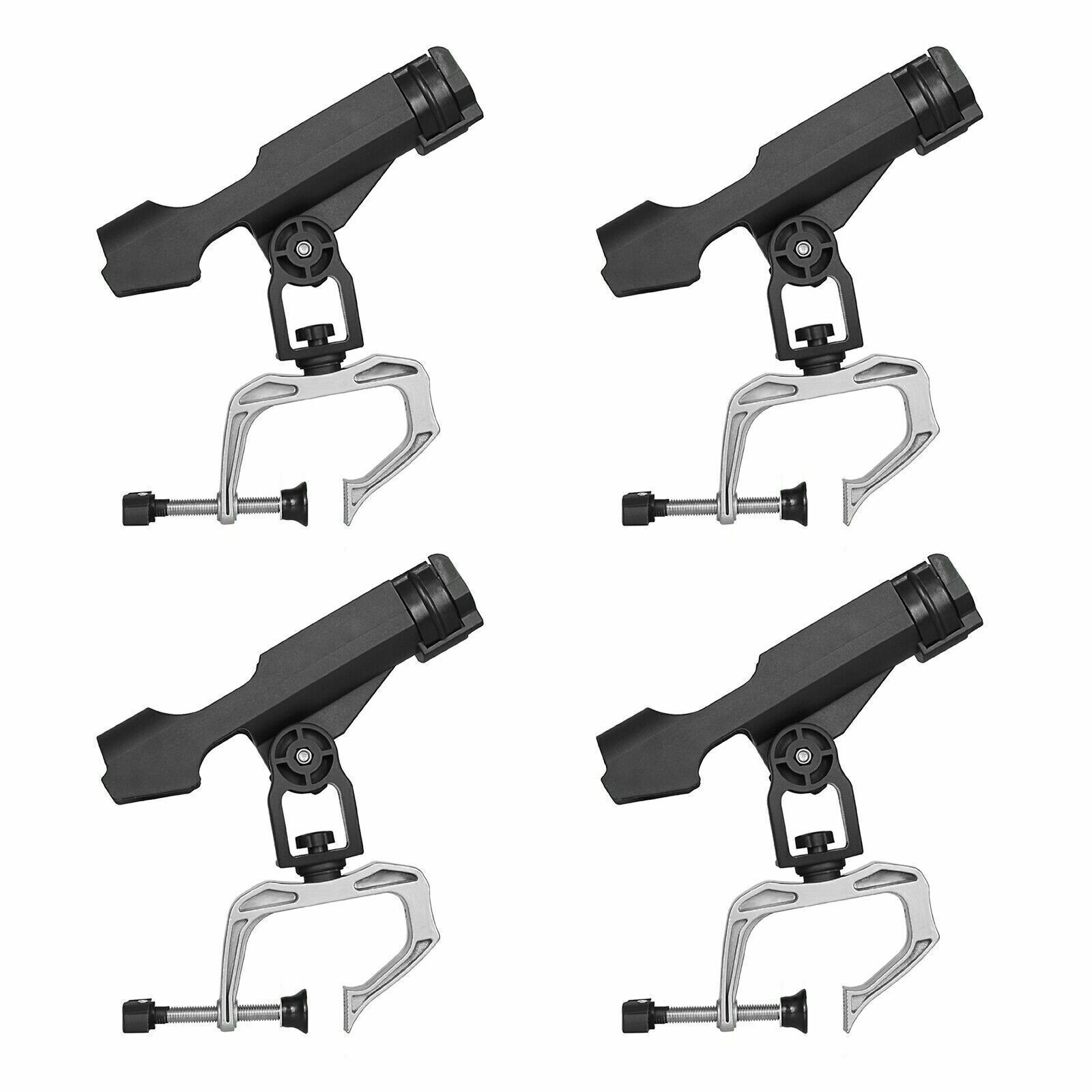 Boat Fishing Rod Holder Rack with 360° Adjustable Side Rail Clamp for Kayak 2-4X