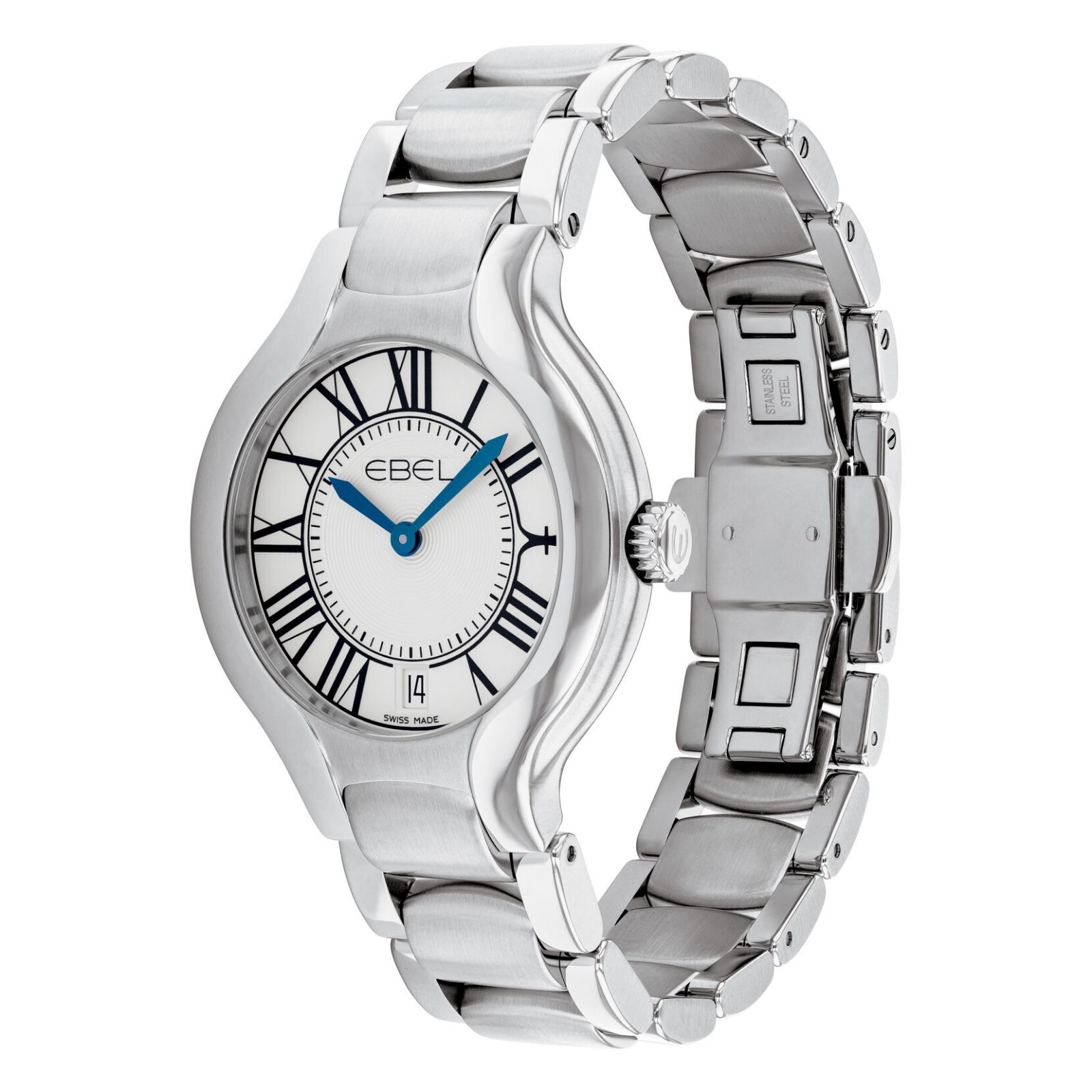 Pre-owned Ebel Beluga Silver Dial 36mm Quartz Stainless Steel Ladies Watch 1216070