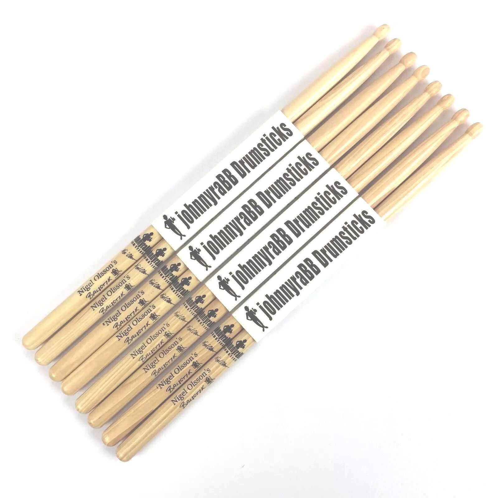 Johnny Rabb Nigel Olsson's Balistik Hickory Drum Sticks 4 Pair