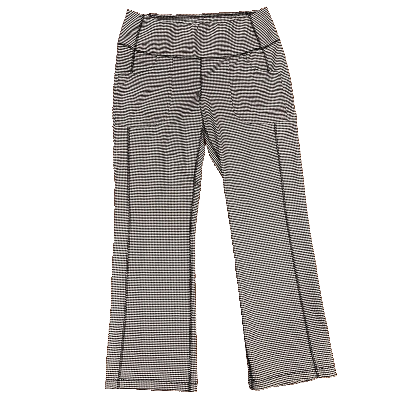 Jofit Black White Check Stretch Pull-On Pants M Mid Rise Golf Travel Comfort