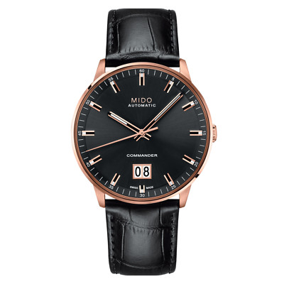 MIDO Commander Big Date Rose Gold-Black Mens Watch M0216263605100 NEW 