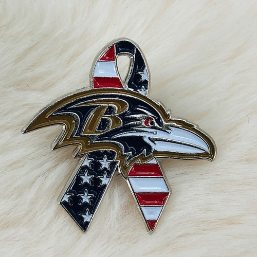 NFL Baltimore Ravens USA Flag Ribbon Lapel Pin - Honor the Fallen Salute Heroes
