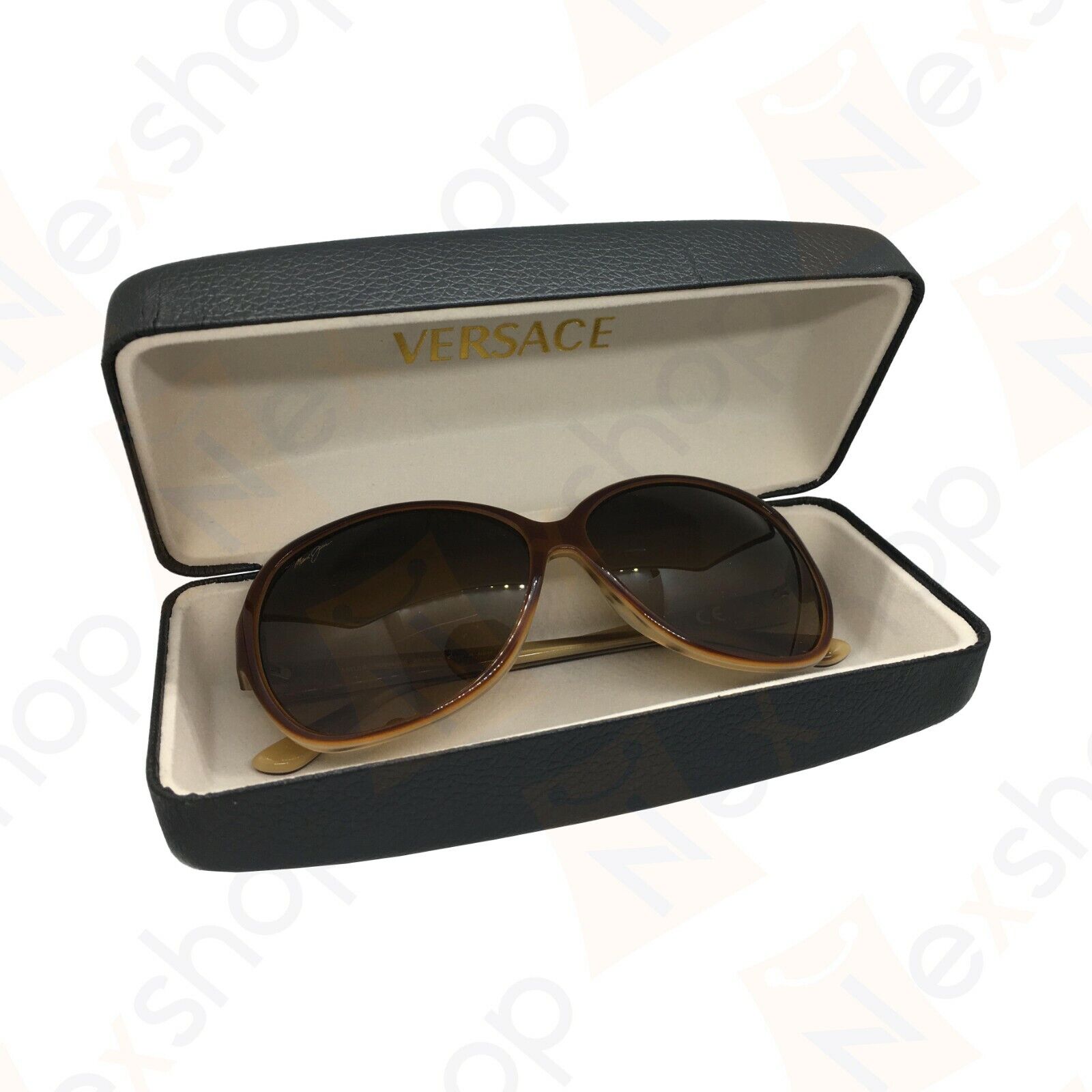 Versace Sunglasses Eyeglasses Leather Hard Case with Cleaning Cloth & Gift Box
