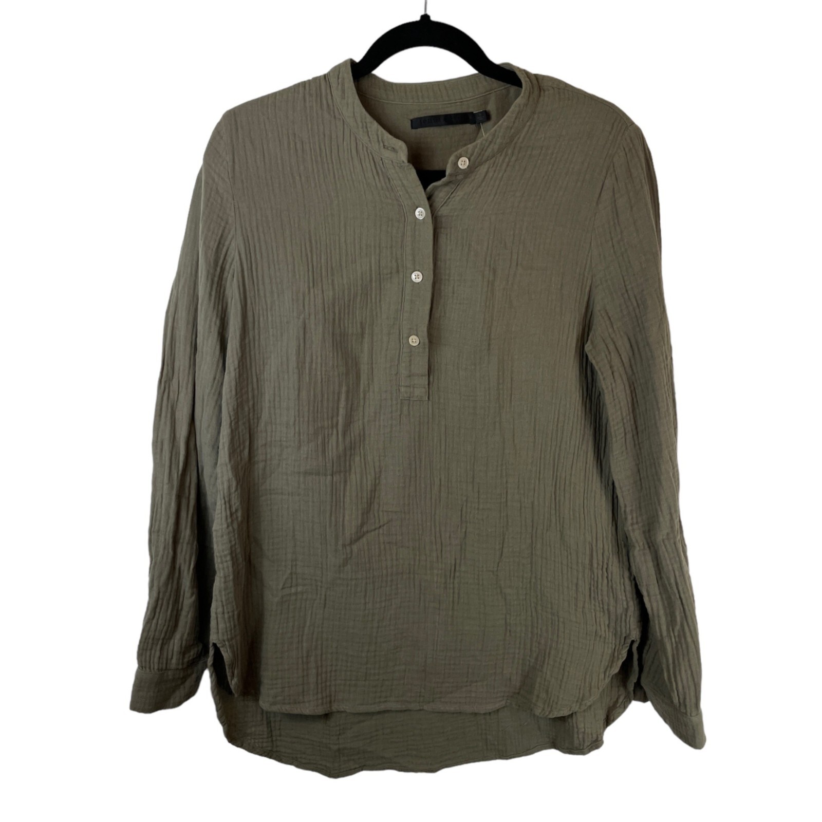 Jenni Kayne Cypress Cotton Henley Neck Long Sleeve Shirt