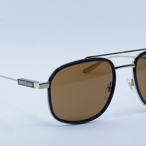 Pre-owned Gucci Gg1310s 003 Gold/blue/brown 56-20-145 Sunglasses