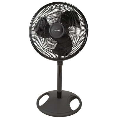 Lasko 16'' Oscillating Adjustable Pedestal Fan with 3-Speeds, 47'' H, Black,S16500