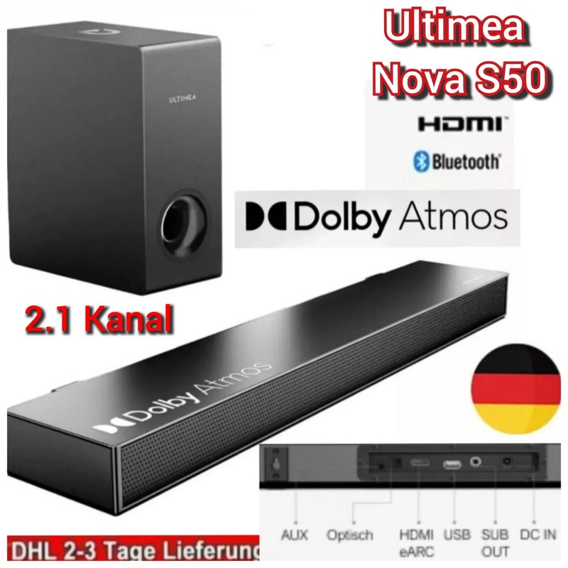 Soundbar FÃ¼R Tv Wireless Subwoofer 2.1 Ultimea Nova S50 Bluetooth 5.3 Hdmi Usb