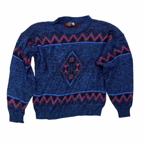 

Винтажный вязаный свитер с круглым вырезом размер  Holiday Cosby Pattern Blue Red Сегодняшние новости, Красный
