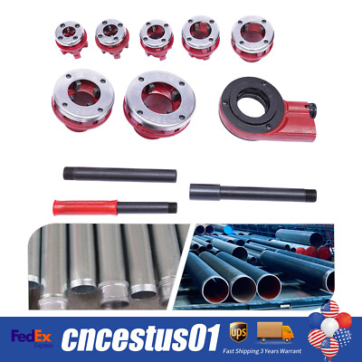 BSPT Pipe Threader 3/8'' to 2'' Dies Set Threading Tool Ratchet with Handle 7 Size