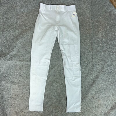Russell Athletic Mens Baseball Pants 34 White Snap Button Unhemmed Softball NWT