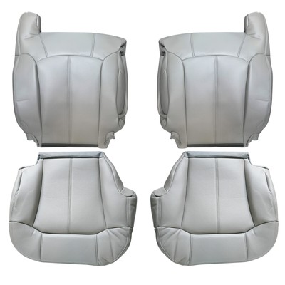 Leather Seat Cover Gray For  Chevy Silverado GMC Sierra 99-02 Bottom & Lean Back