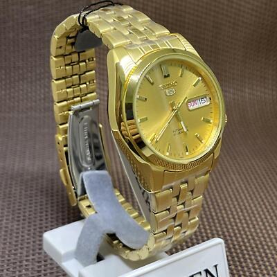 Pre-owned Seiko 5 Snk366k1 Automatic Gold Stainless Steel Analog Men's Casual Dress Watch