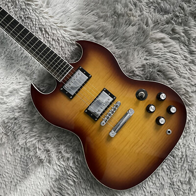 789Shop Vintage Sunburst SG Electric Guitar Flame Maple Top Mahogany Neck