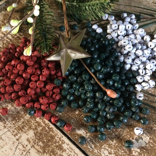 48 MINI Primitive Rusty Green Red JINGLE BELLS Bell 6mm 1/4" in Christmas Crafts