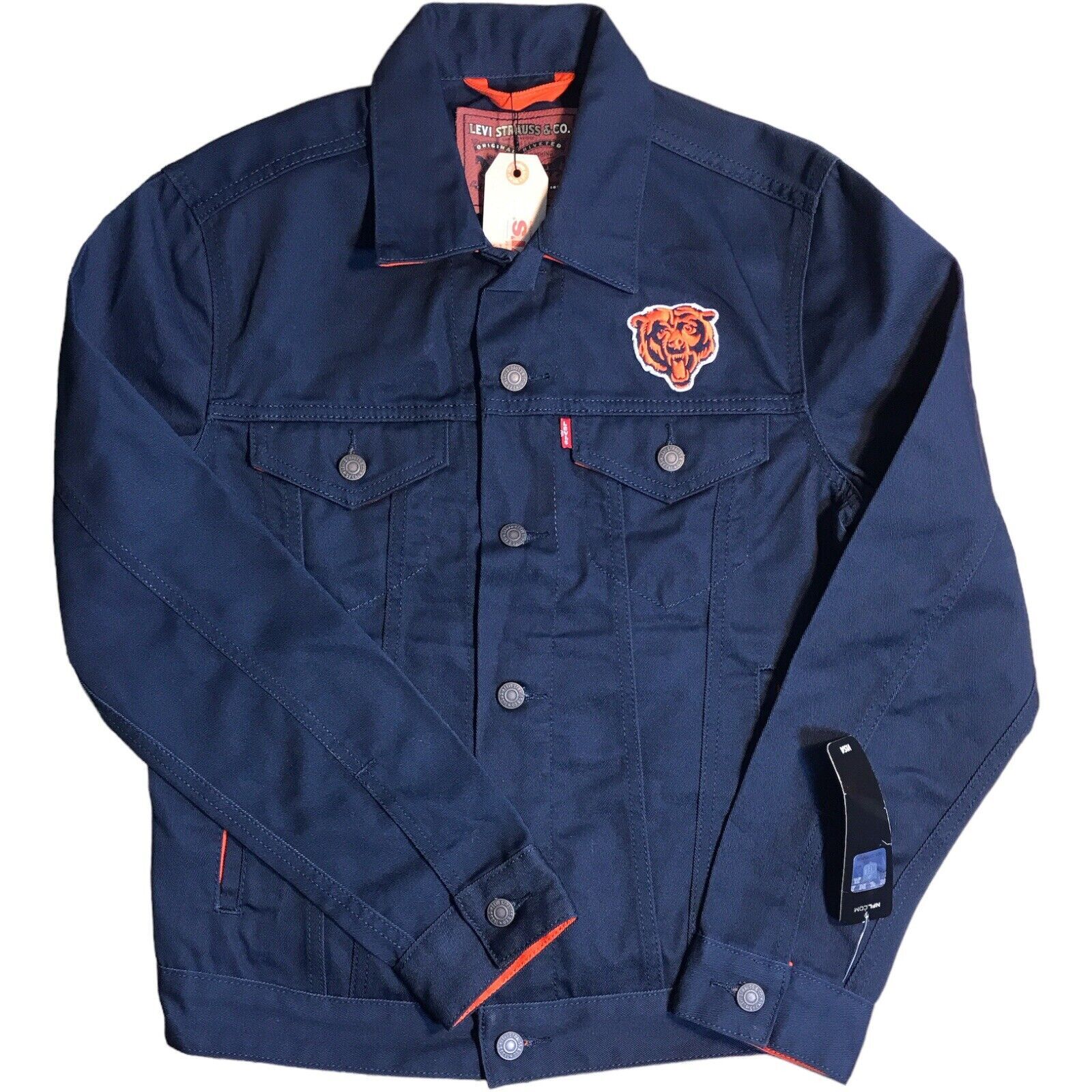 Men's Chicago Bears Levi's Blue Twill Trucker Button-Up Men's Chicago Bears Levi's Blue Twill Trucker Button-Up