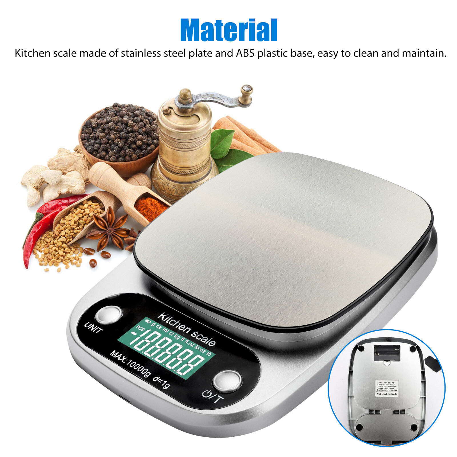 Digital Kitchen Food Diet Scale Multifunction Weight Balance 22lbs/1g 0.04Oz-