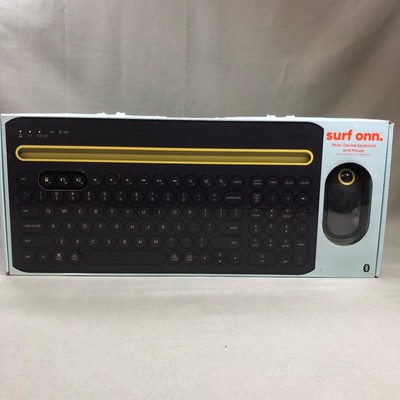 2021 Surf Onn Multi-Device Bluetooth Wireless Keyboard and Mouse Gray and Yellow